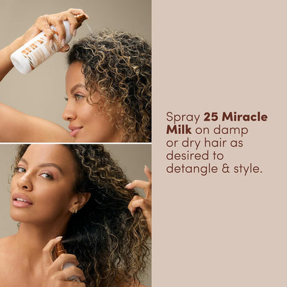HOTMizani 25 Benefit Miracle Milk - Leave in Conditioner for Curly Hair, With Coconut Oil, Curl Detangler Spray, Anti Frizz Heat Protectant, No Drying Alcohols, Paraben-Free