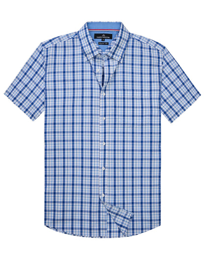 HOTAlimens & Gentle Plaid Mens Short Sleeve Button Down Shirts with Pocket | Lightweight,Button-Down Collar,Regular Fit,Excellent Colors,Breathable,Casual,Cotton Blend,Easy Care