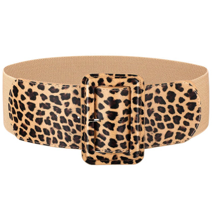 HOTJASGOOD Women Wide Stretchy Belt Vintage Elastic Waist Belt for Dresses Fashion Ladies Waist Belt with Patent Square Buckle