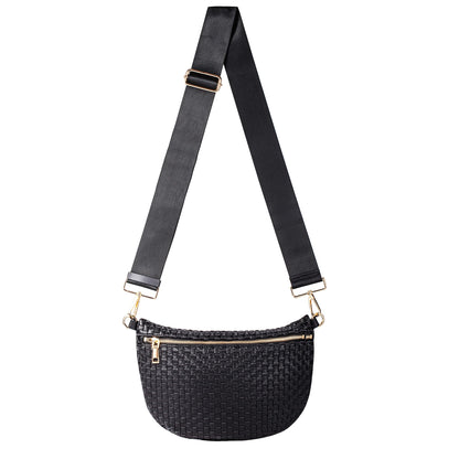 HOTWoven Crossbody Bag for Women, Checkered PU Bum Bag Sling Purse with Adjustable Strap for Travel, Festivals