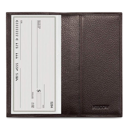 HOTHISCOW Slim Leather Checkbook Cover for Personal Checks | Full grain cowhide, transaction register & check book pockets, removable duplicate divider, durable stitching, gifts for men