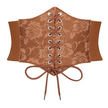 HOTJASGOOD Women’s Elastic Costume Waist Belt Lace-up Tied Waspie Corset Belts for Women