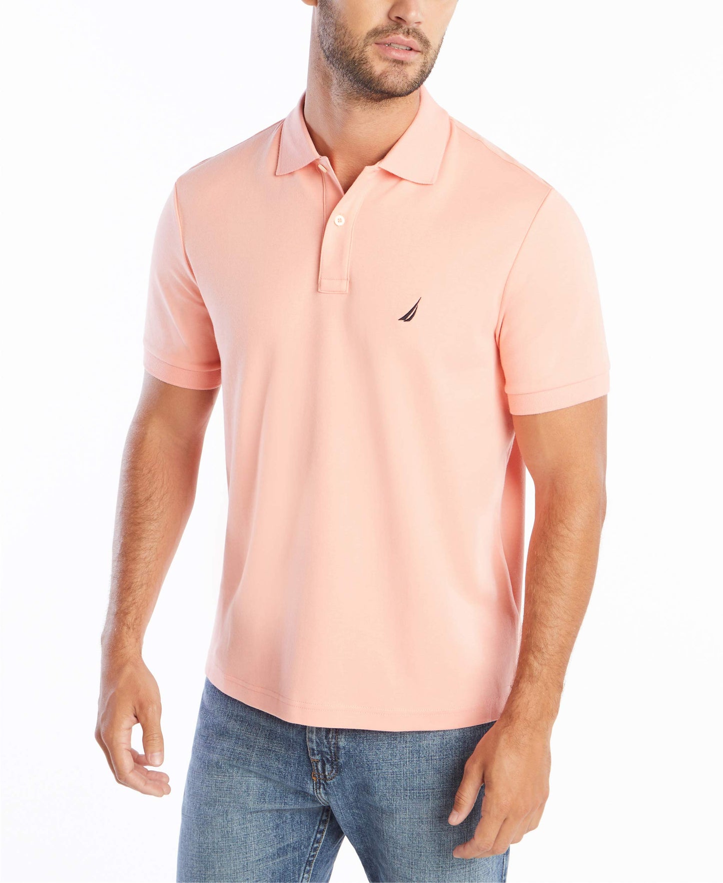 HOTNautica Men's Classic Fit Short Sleeve Dual Tipped Collar Polo Shirt