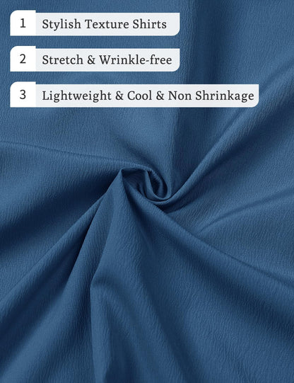 HOTJEMITOP Mens Stretch Wrinkle Free Texture Shirts | Lightweight, Summer, Beach, Stylish, Button Down, Short Sleeve, Casual, Vacation