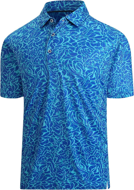 HOTDamipow Premium Golf Shirts for Men Dry Fit Performance Polo Short Sleeve Collared Shirt