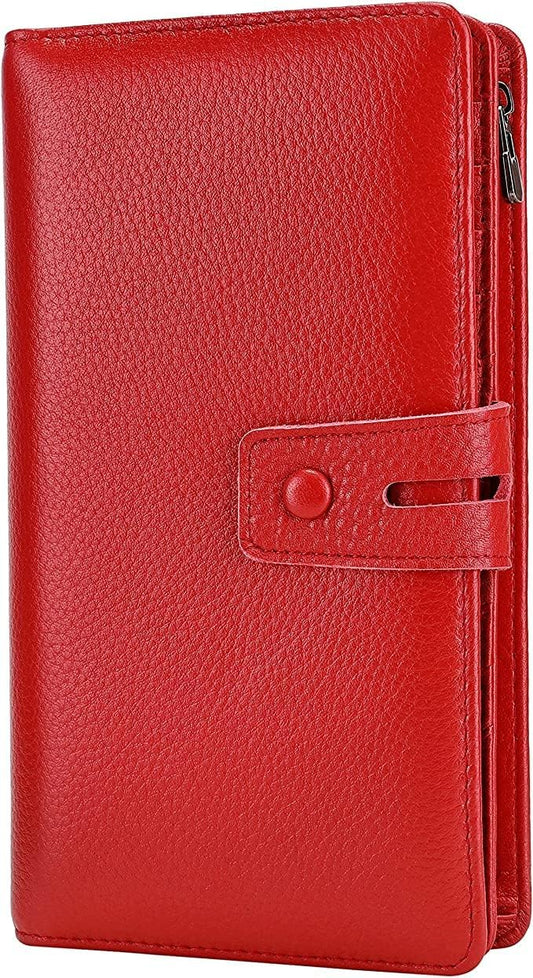 HOTItslife Womens Wallet,Large Capacity RFID Blocking Leather Wallets Credit Cards Organizer Ladies Wallet with Checkbook Holder