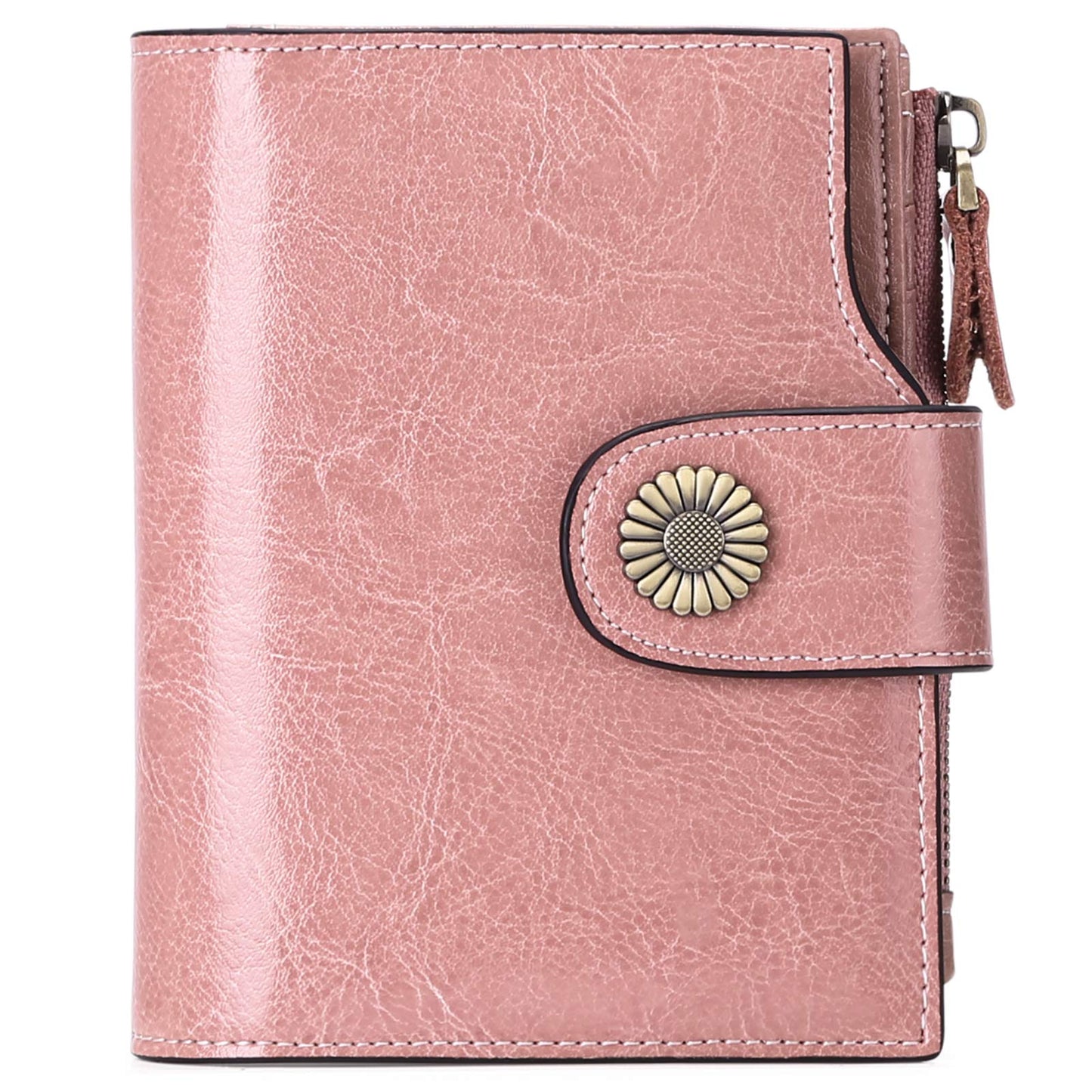 HOTFalan Mule Women's Lightweight Genuine Leather Wallet, Includes Card Holders, RFID-Blocking, Lightweight, Photo & ID Holder, Green