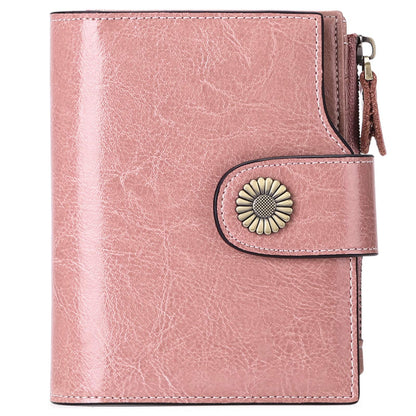 HOTFalan Mule Women's Lightweight Genuine Leather Wallet, Includes Card Holders, RFID-Blocking, Lightweight, Photo & ID Holder, Green