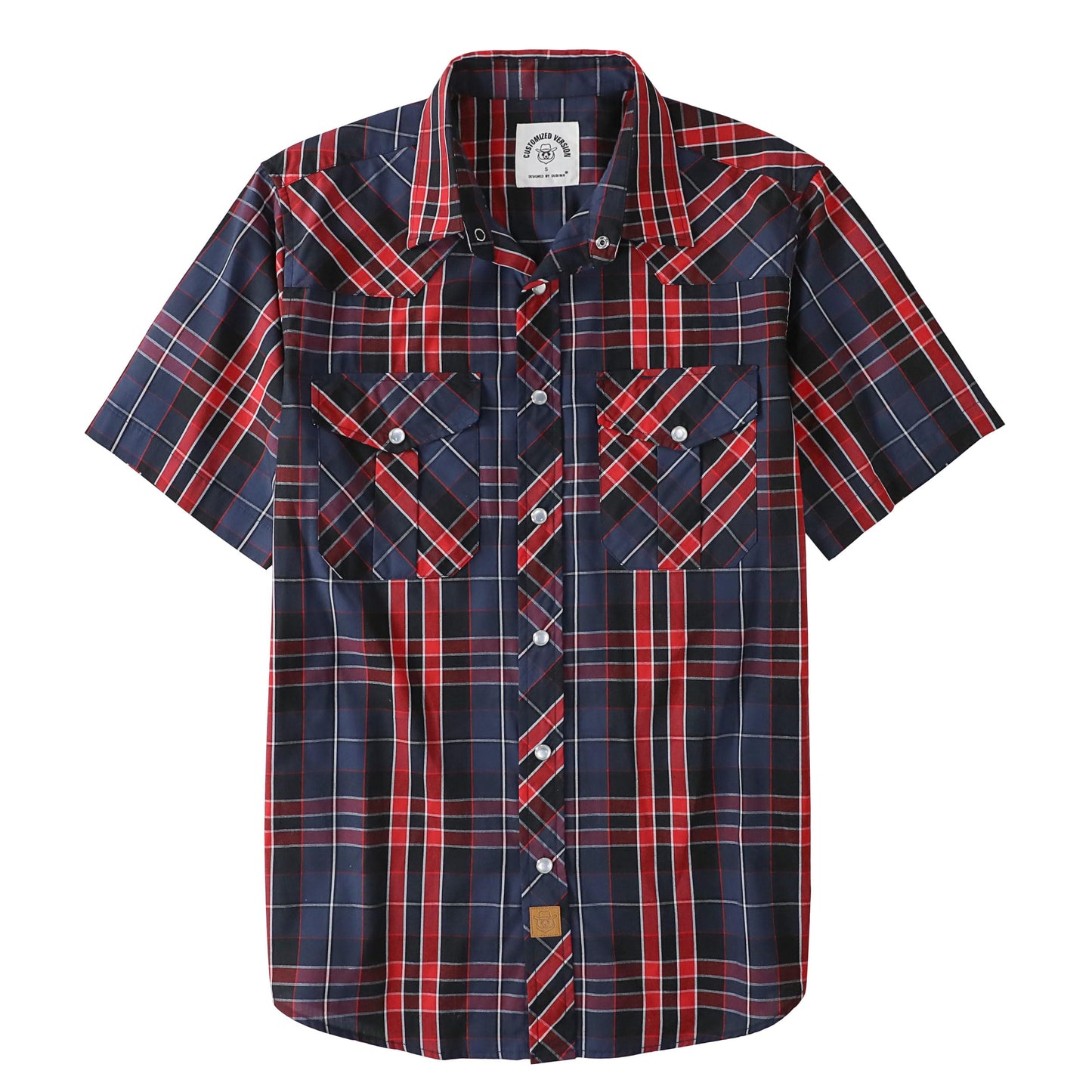 HOTDubinik® Western Shirts for Men Short Sleeve Plaid Pearl Snap Shirts for Men Button Up Shirt Cowboy Casual Work Shirt