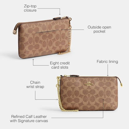 HOTCoach Women's Crossgrain Leather Wristlet W Chain