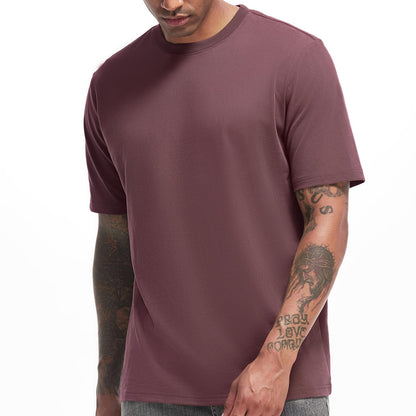 HOTVEIISAR Men's Heavy Weight Crew Neck T-Shirt Mens Premium Cotton Tee - Pre Shrunk S-3XL