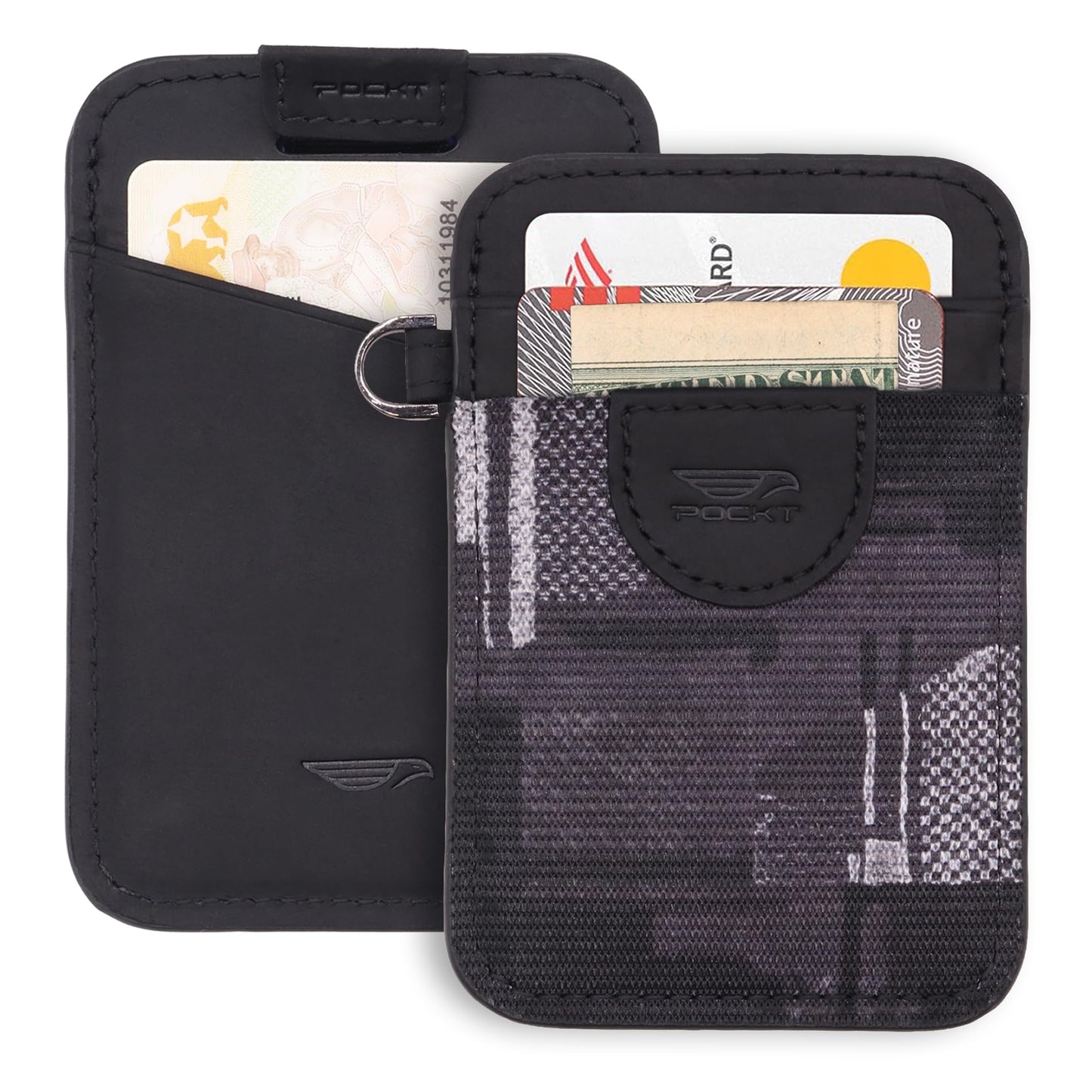 HOTPOCKT Elastic Card Holder Wallet for Women and Men, Genuine Leather Slim RFID Blocking Front Pocket Credit Card Holder, Cute Small Minimalist Wallet | Bloom
