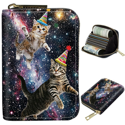 HOTCute Credit Card Holder with Zipper, Crow Skull RFID-Blocking Card Case Small Wallet for Women Men, Multi-slot Card Organizer Case Travel Accordion Wallet