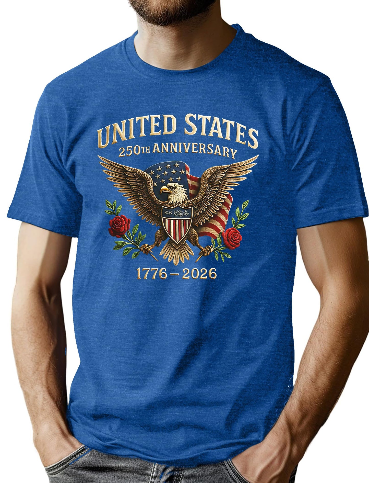 HOT250th Anniversary USA Shirts for Men American Flag T-Shirt 4th of July Shirt 250 Years Birthday Patriotic Tops