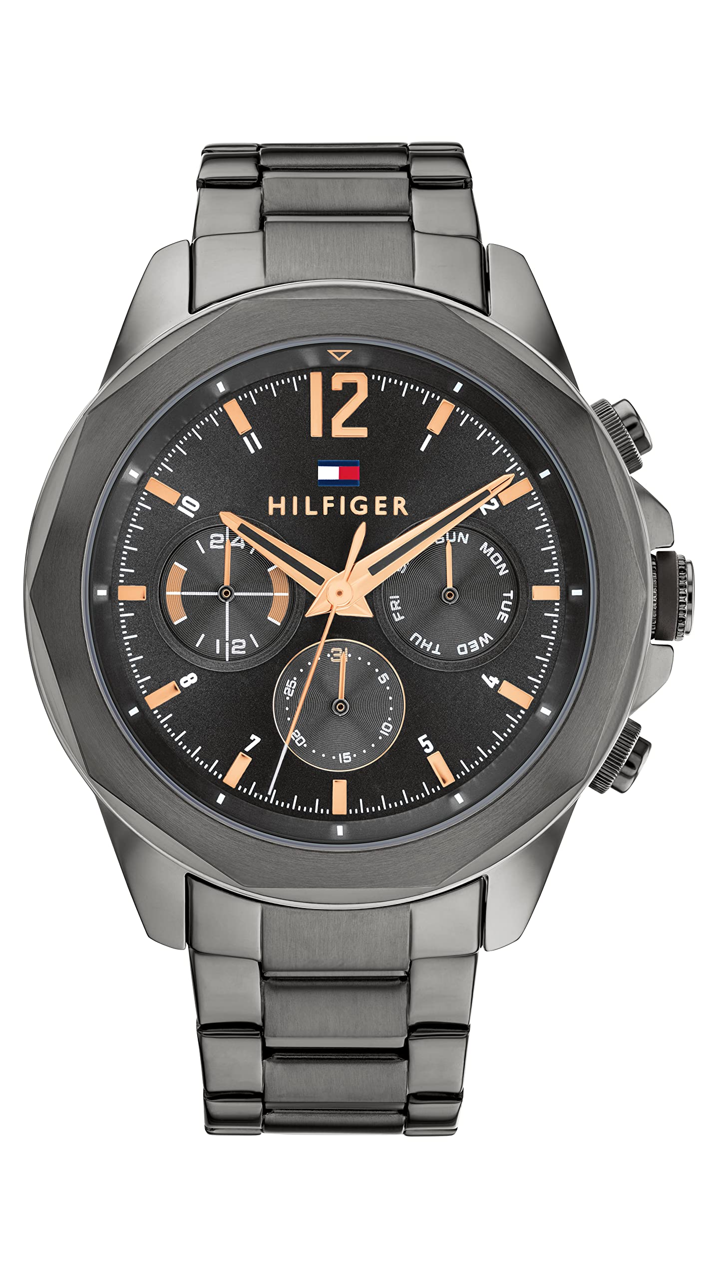 HOTTommy Hilfiger Men's Multifunction Quartz Watch, Stainless Steel Bracelet, Water Resistant 5 ATM, Urban Stylish Timepiece, Gift for Him, 46mm