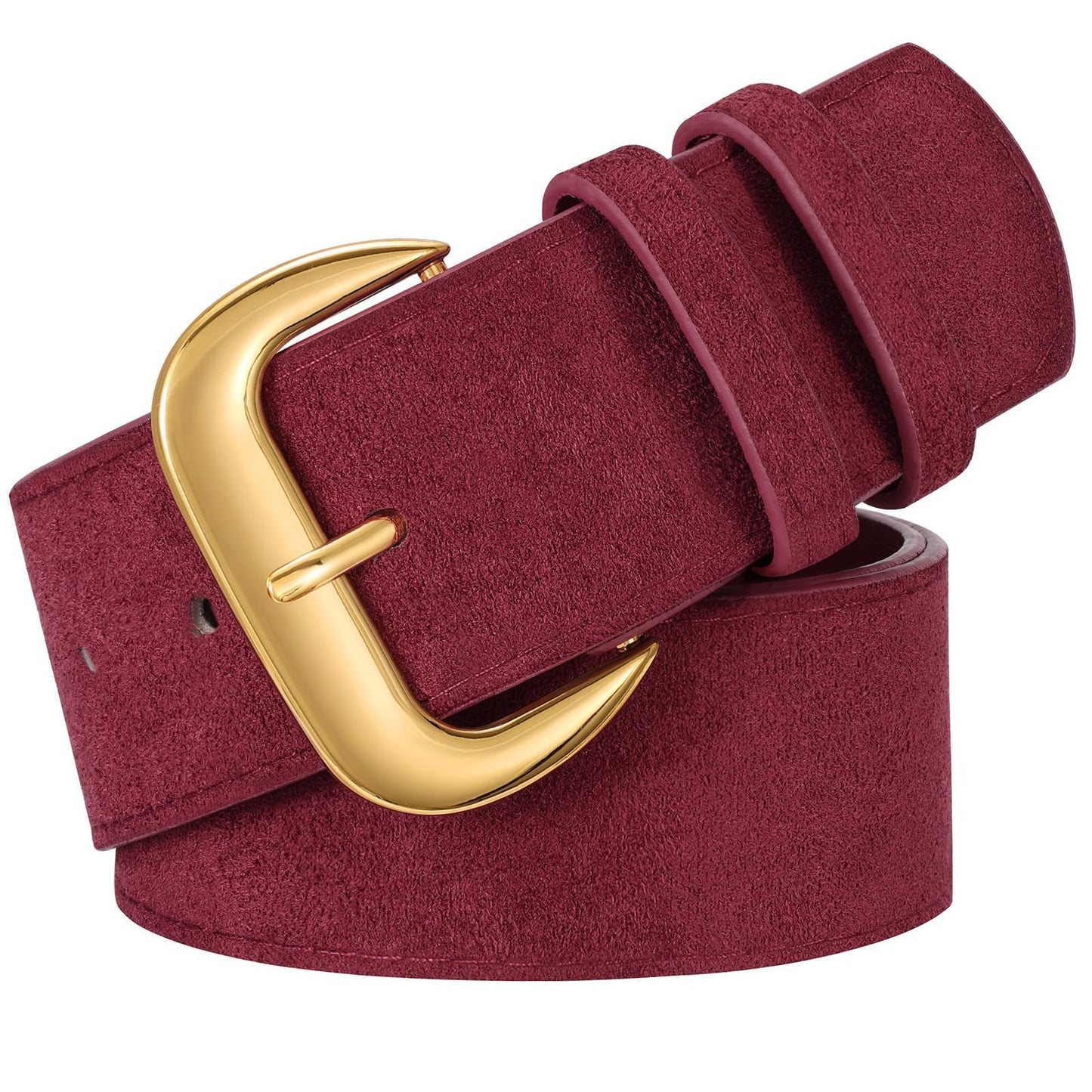 HOTWHIPPY Wide Chunky Belt for Women Dresses Fashion Ladies Thick Leather Belt with Gold Buckle