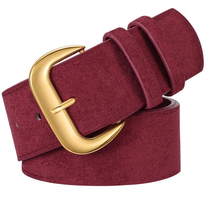 HOTWHIPPY Wide Chunky Belt for Women Dresses Fashion Ladies Thick Leather Belt with Gold Buckle