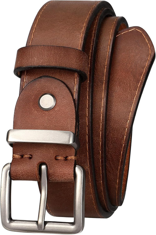 HOTWomen's Full Grain Leather Belt for Jeans Pants Real Genuine Leather Waist Belt with Matte Gold/Silver Buckle