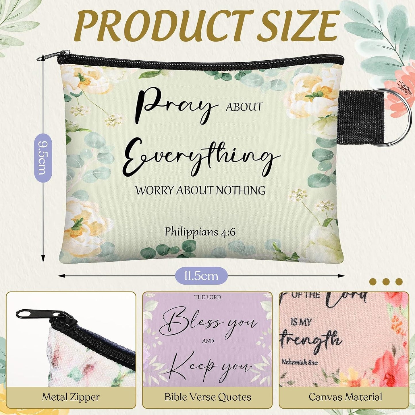 HOT40 Pcs Christian Small Coin Purse for Women Bulk Religious Cosmetic Bags Inspirational Bible Verse Mini Pouches Church Gift Wallet Bag with Zipper for Travel Women Mother(Morandi Style)