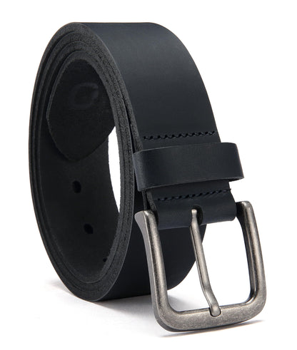 HOTCHAOREN Mens Belts Casual for Jeans - Full-Grain Leather, Durable Cowhide | Solid Buckle, Classic Style, Handmade, Daily Wear, Gift Box
