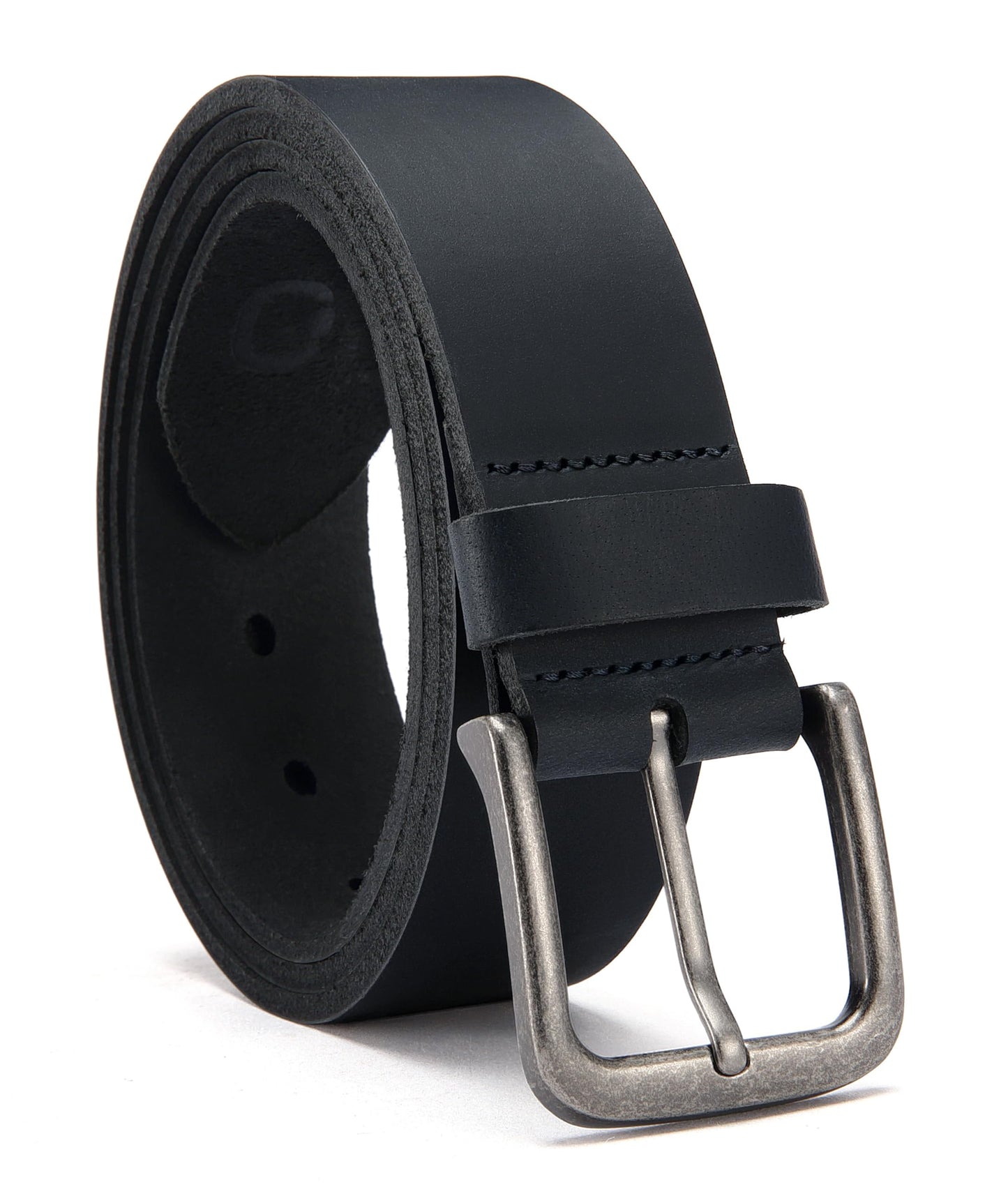 HOTCHAOREN Mens Belts Casual for Jeans - Full-Grain Leather, Durable Cowhide | Solid Buckle, Classic Style, Handmade, Daily Wear, Gift Box