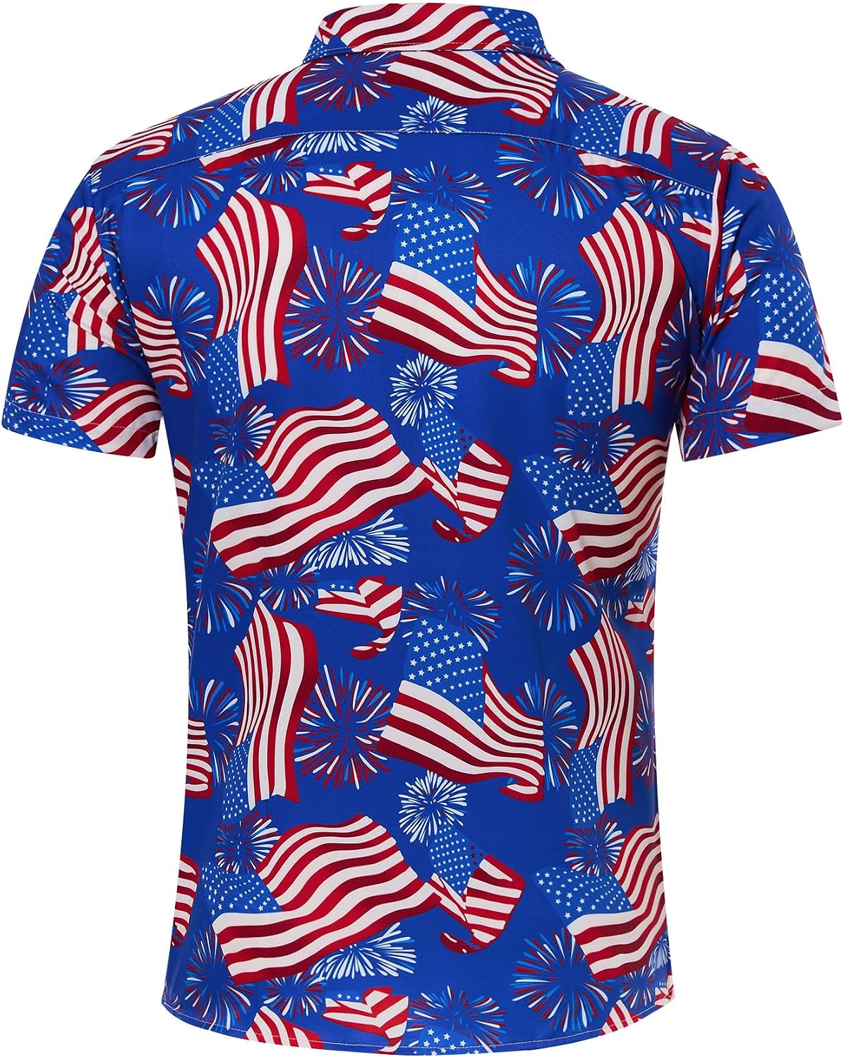 HOTuideazone Mens 4th of July American Flag Patriotic Shirt M-XXL | USA Short Sleeve Button Up Shirt for Independence Day, Memorial Days, Flag Day, 4th of July Parties, Beach Trips and Daily