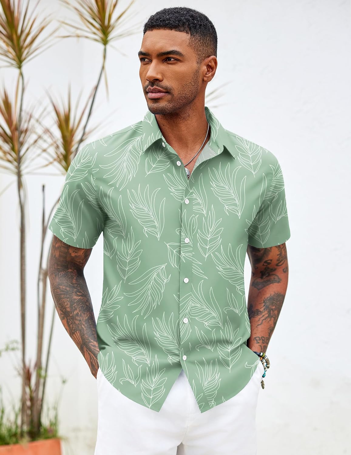 HOTCOOFANDY Mens Hawaiian Shirts Short Sleeve Button Down Aloha Shirt Casual Beach Clothes