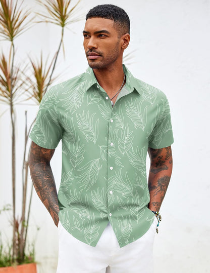 HOTCOOFANDY Mens Hawaiian Shirts Short Sleeve Button Down Aloha Shirt Casual Beach Clothes