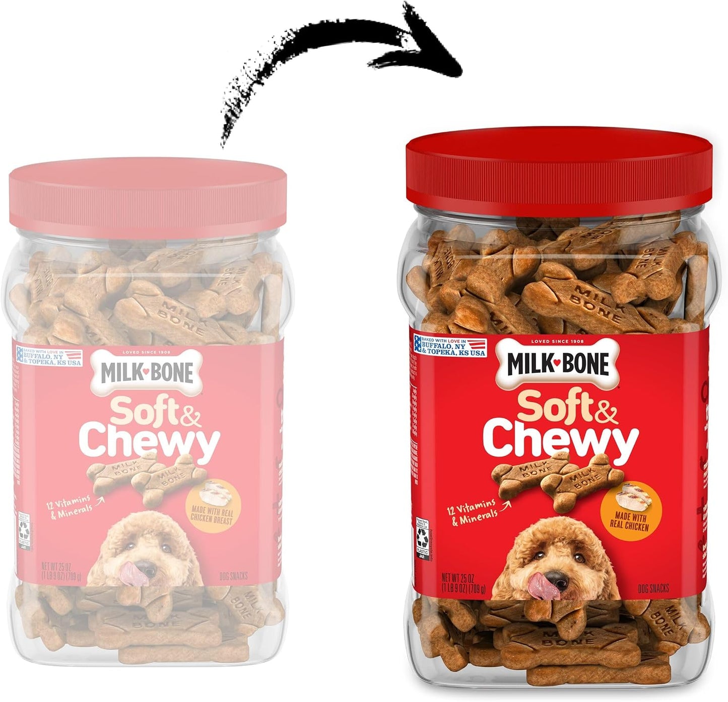 HOTMilk-Bone Soft & Chewy Dog Training Treats, 25 oz Canister | Made with real chicken breast, soft dog treats for training and rewarding, 18% protein, fortified with vitamins and minerals