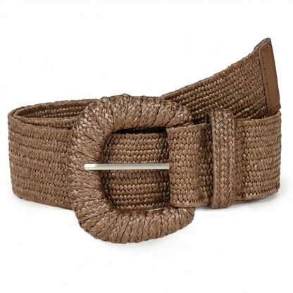 HOTStraw Woven Elastic Belt for Women Stretchy Belts for Dress Fashion Boho Waist Belt Rattan Raffia Ladies Belts