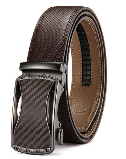 HOTCHAOREN Mens Belt Leather Ratchet Belt - Customizable Fit, Effortless Style (35mm)