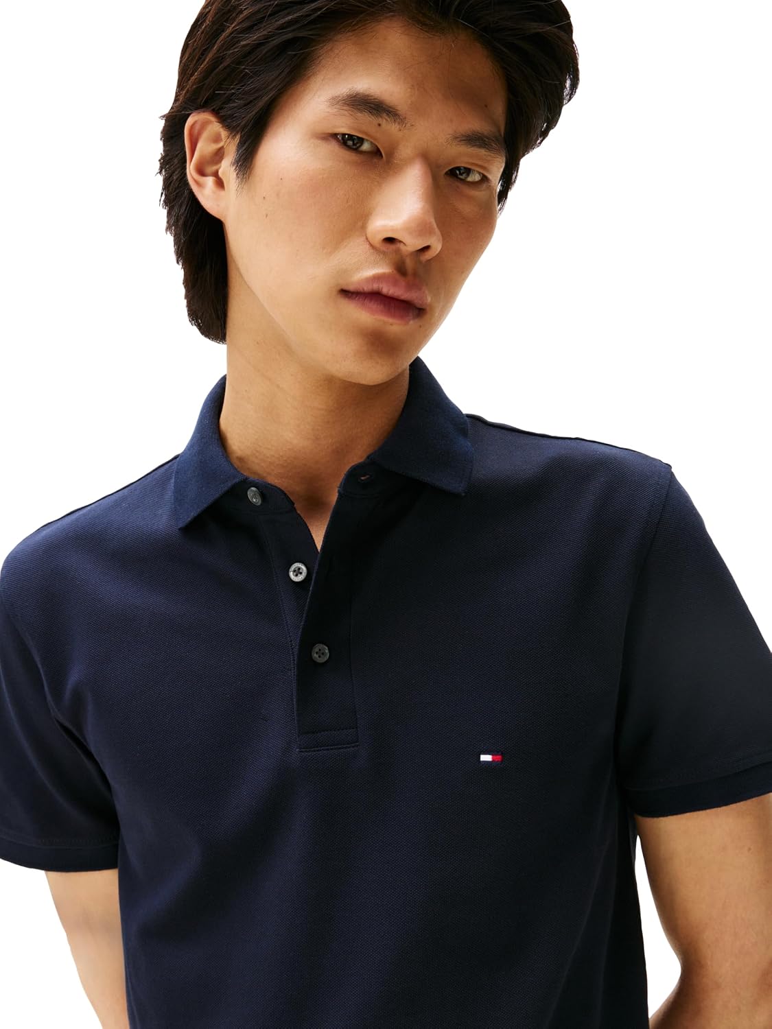 HOTTommy Hilfiger Men's Short Sleeve Polo Shirts in Slim Fit with Stretch and Organic Pique Cotton