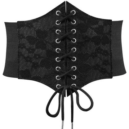 HOTJASGOOD Women’s Elastic Costume Waist Belt Lace-up Tied Waspie Corset Belts for Women