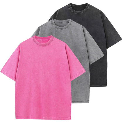 HOTMen's Cotton T-Shirts Oversized Unisex Short Sleeves Casual Loose Wash Solid Basic Tee Tops