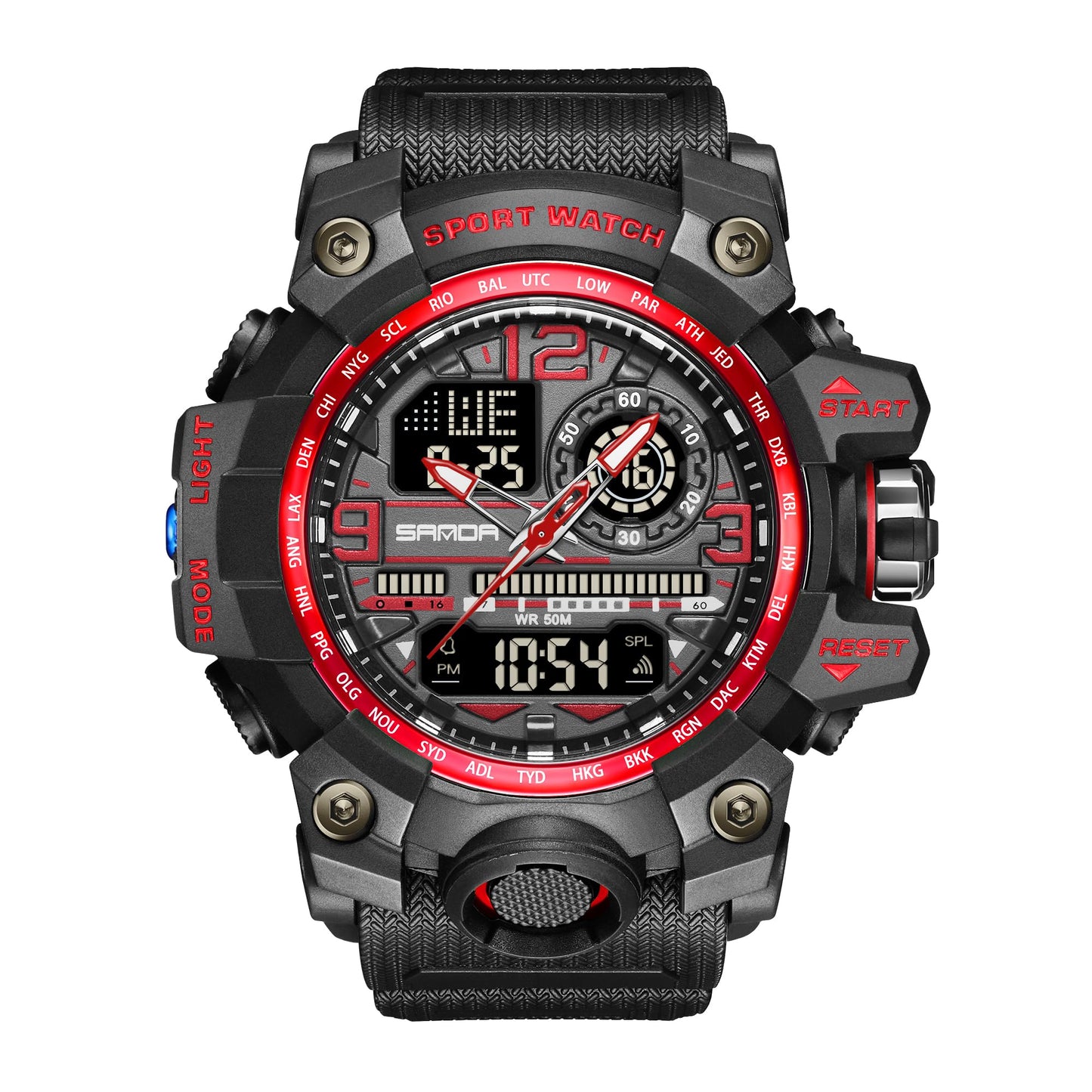 HOTKXAITO Men's Watches Sports Outdoor Waterproof Military Watch Date Multi Function Tactics LED Face Alarm Stopwatch for Men 3133