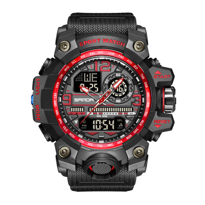 HOTKXAITO Men's Watches Sports Outdoor Waterproof Military Watch Date Multi Function Tactics LED Face Alarm Stopwatch for Men 3133