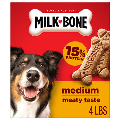 HOTMilk-Bone Original Medium Dog Biscuits, 10 lb Box | 280+ treats, classic meaty taste, crunchy dog treats for dogs 20-50lbs, 15% protein, 12 vitamins & minerals, made in the USA