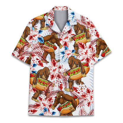 HOTTropical Bigfoot Hawaiian Shirts for Men Women, Sasquatch Summer Beach Button Down Short Sleeve