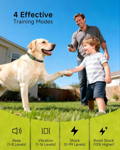 HOTDog Shock Collar - 4500FT Dog Training Collar with Remote, IPX8 Waterproof Electric Dog Collar with 4 Training Modes, Security Lock, Rechargeable eCollar for 10-120lbs Dogs(Green 2 Pack)