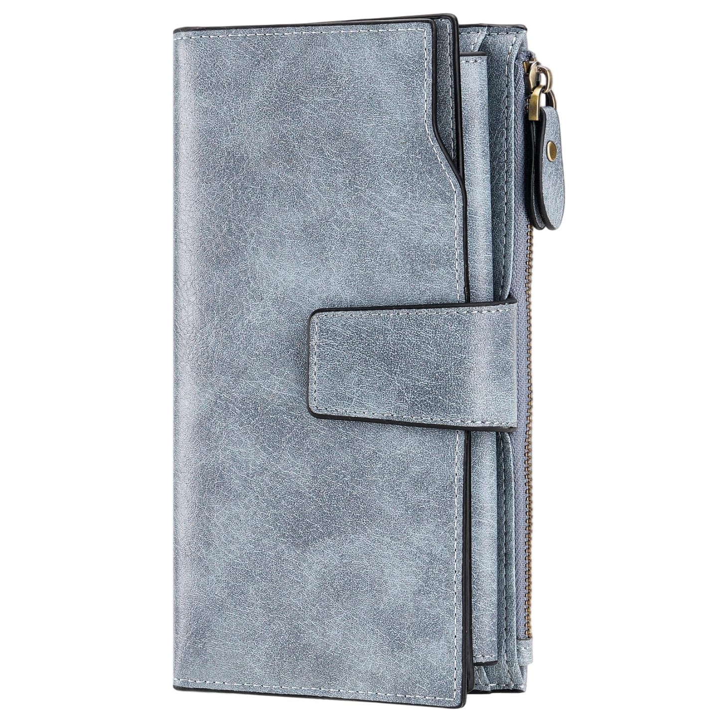 HOTSENDEFN Women Leather Wallets RFID Blocking Clutch Card Holder Ladies Purse with Zipper Pocket