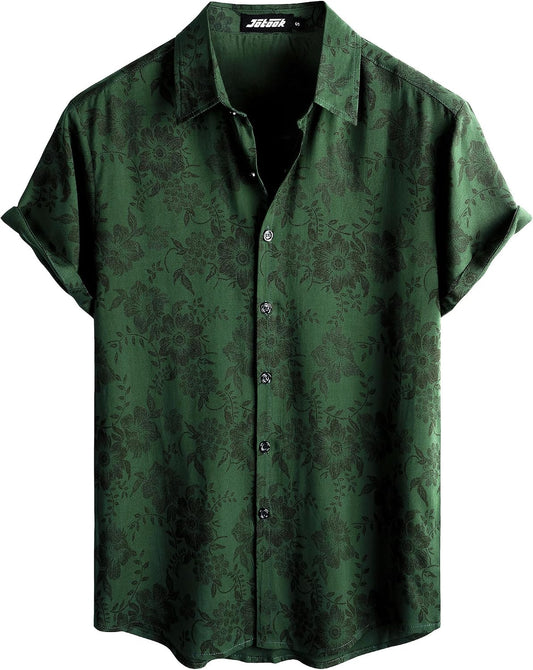 HOTJOTOOK Mens Hawaiian Shirt Short Sleeve Button Down Summer Beach Shirts | Tropical, Vacation, Aloha, Travel, Resort Wear, Cruise Essentials, Vintage, Retro, Casual Stylish, Floral, Hawaii, Button Up