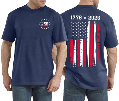HOT250 Years American Flag Shirts for Men: 4th of July T Shirt 1776-2026 USA Patriotic Tee Tops