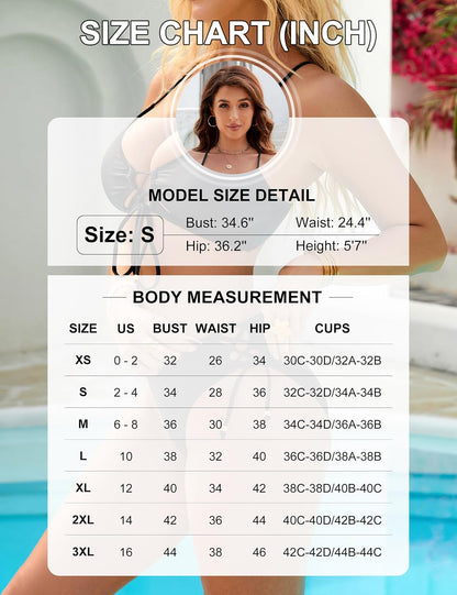 HOTBlooming Jelly Womens Two Piece Bikini Sets Cutout Curvy Swimsuit 2026 | String Cheeky Bathing Suit，Mid Rise Swimwear
