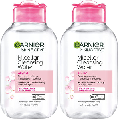 HOTGarnier Micellar Water, Hydrating Facial Cleanser & Makeup Remover, Suitable for Sensitive Skin, Vegan, Cruelty Free, 13.5 Fl Oz (400mL), 2 Count