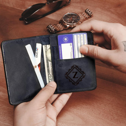 HOTMonogrammed Men Leather Wallet, Personalize Credit Card Wallet, Special Day Gift for Husband, Mens Birthday Gift, Custom Leather Accessories