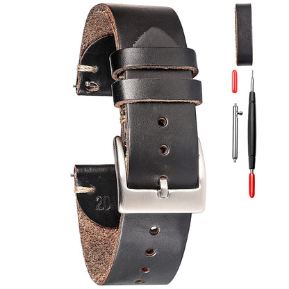 HOThemsut h Leather Watch Bands for Men, Horween Quick Release Leather Watch Strap Vintage Watch Replacement Wrap of 18mm, 20mm, 22mm