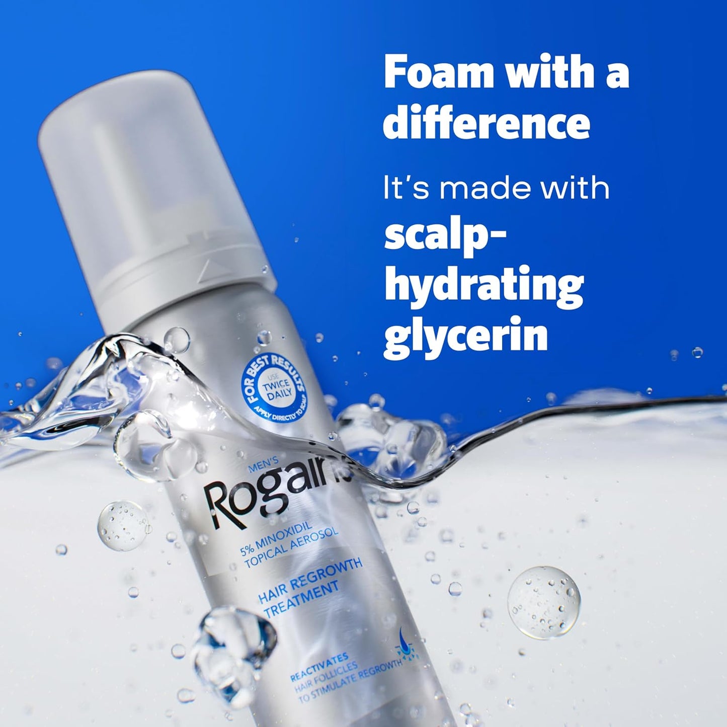 HOTMen's Rogaine 5% Minoxidil Topical Foam, Unscented, 3 Mo Supply, 3x 2.11 Oz