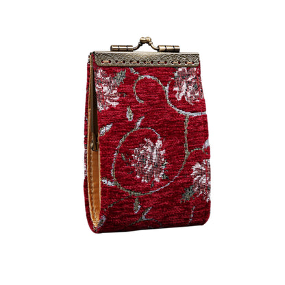 HOTAngelina's Palace Carpet Wallet Vintage Kiss Lock ID Pouch,Clasp Card Holder