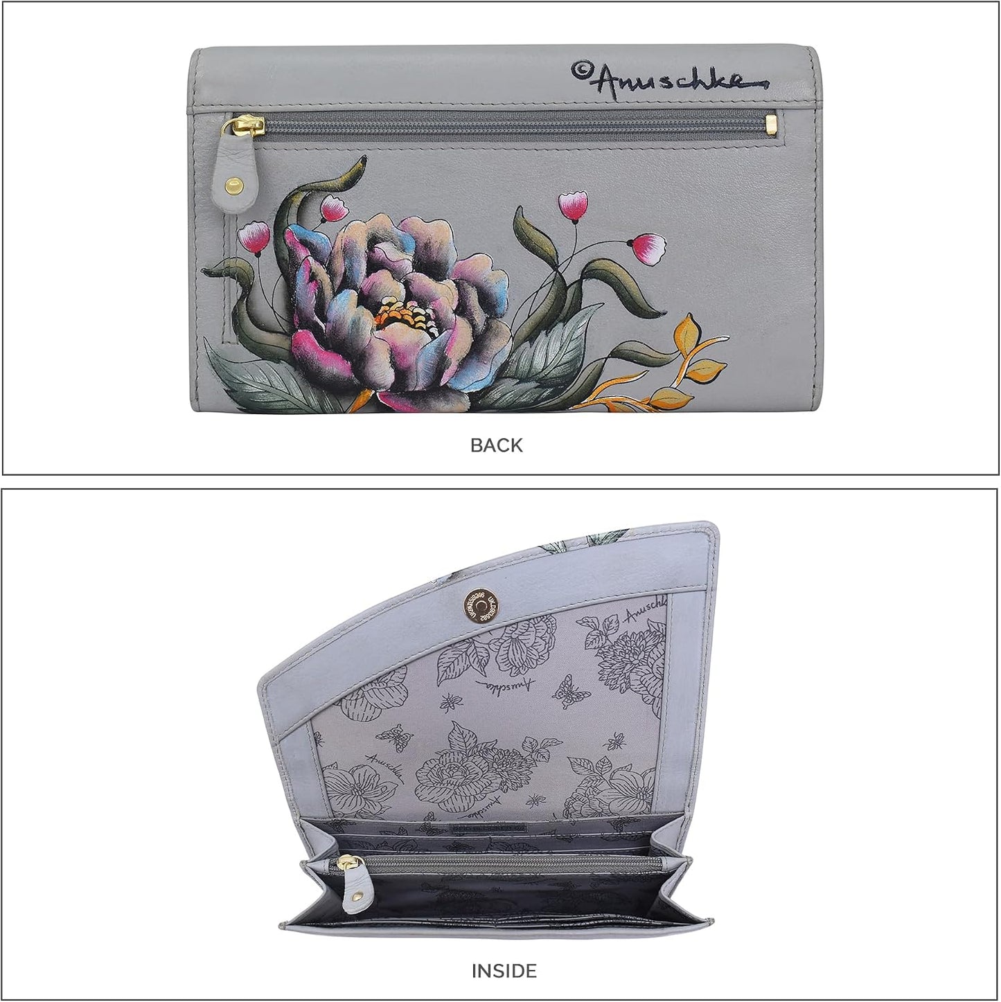 HOTAnuschka Women’s Leather Wallet – Hand-Painted Genuine Leather Wallet with RFID Protection - 1174, Wallet