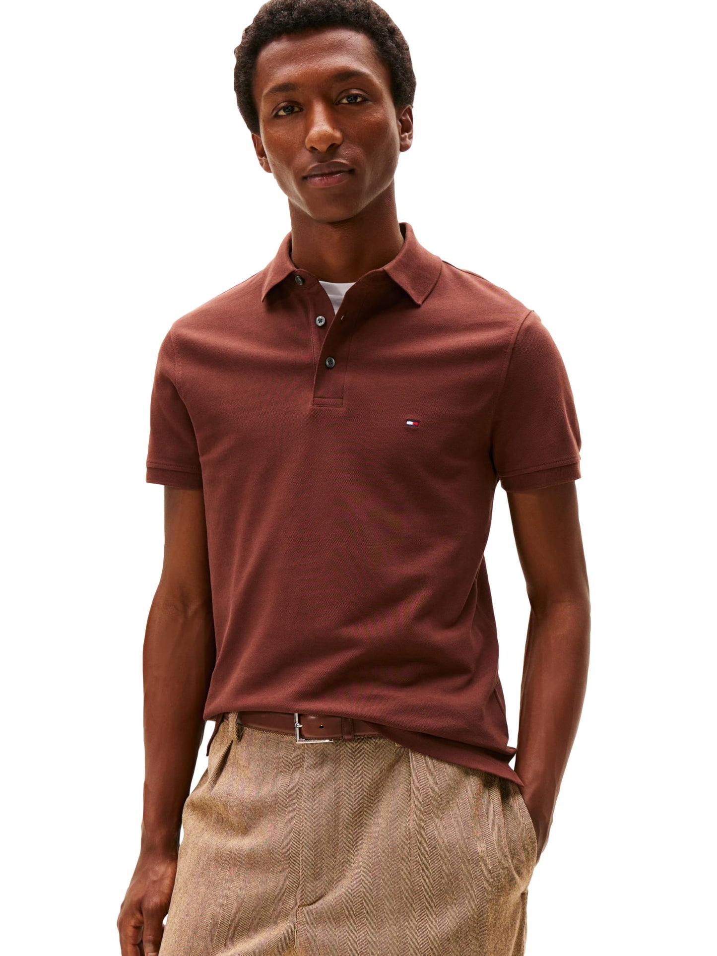 HOTTommy Hilfiger Men's Short Sleeve Polo Shirts in Slim Fit with Stretch and Organic Pique Cotton